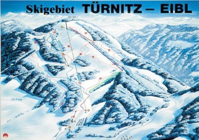 In dem folgenden Bild stelle ich diese Ideen dar: Der Sessellift sollte als 4erSl genau in gleicher Trasse nur bis zum Gipfel verlängert werden(schwarze Linie/ die Teichhütte ist auf dem Foto zu weit rechts sollte nämlich genau dort sein wo die Verlängerung des Sesselliftes aufhören würde)), der ehemalige Sonnenlift ist mit einer blauen Linie nachgezeichnet, der Schlepper auf der anderen Seite des Waldstreifens, der alleine den oberen Teil der hinteren Pisten und mit dem Sonnenlift beide hinteren Pisten perfekt erschließt, mit einer roten Linie(hier ist das Waldstück etwas zu weit nach links gezeichnet, vor allem im oberen teil) und der Schlepper auf der Mistwiesen mit einer grünen Linie