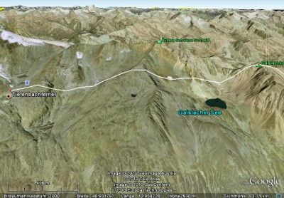 So könnte die Verbindungsbahn verlaufen. Am Gelände sieht man, 3S oder Funitel wären optimal.