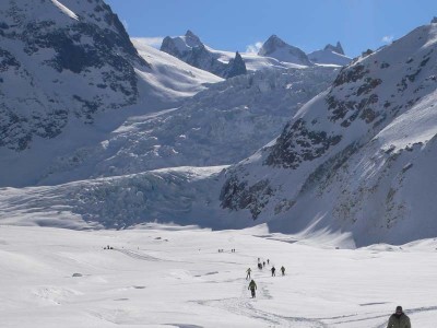 Unterhalb des Gletscherbruchs auf dem Glacier du Tacul