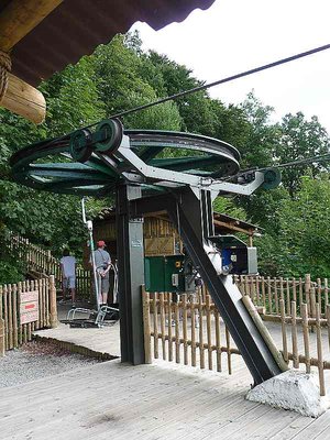 Die Umlenkscheibe am Berg.