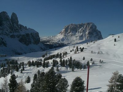 Blick Ri. Sellajoch und Langkofel