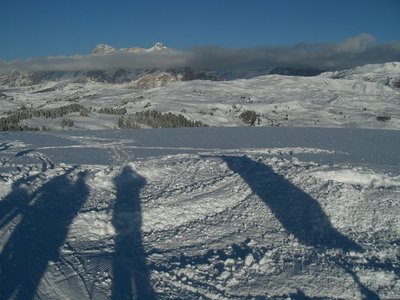 Schneeglitzern in der Abendsonne auf der Pralongia