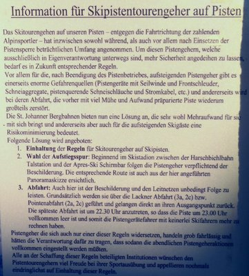 Informationen für Skipistengeher