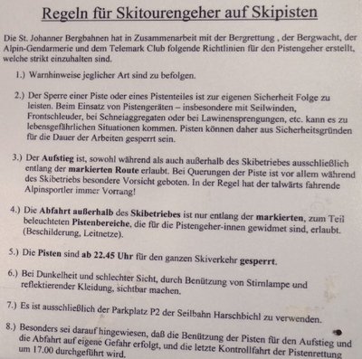 Regeln für Skipistengeher