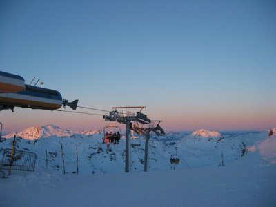Bitterkalt aber wunderschön. Sonnenuntergang am Übergangsjoch
