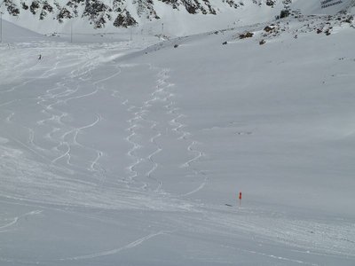 Am Hochalter, da wo die Piste sich in die Piste 1, 2 und 3 aufteilt