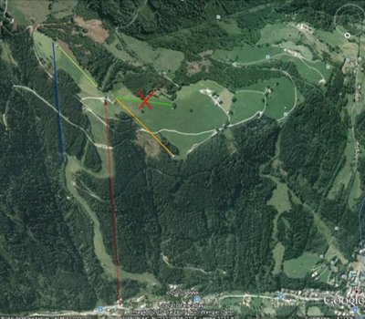 in GRÜN die tatsächliche Lage des Übungs- bzw. Babyliftes ...