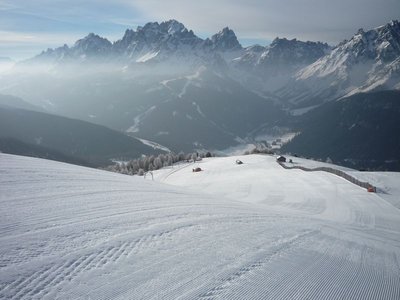 Abfahrt am Tellerlift Hahnspiel Richtung Sexten