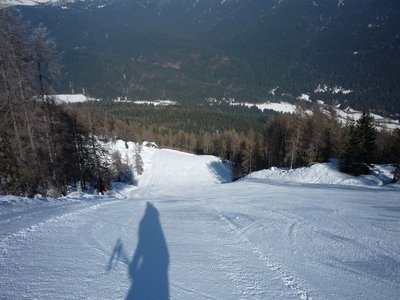 Obere Hälfte der schwarzen Piste in Comelico (Sessellift Ausstieg nach rechts)