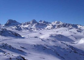 Anmarschweg zur Variante Schönberg, im Hintergrund der Hohe Dachstein