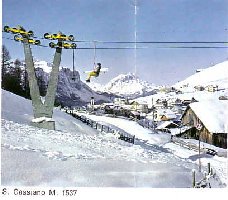 Leitner ESB &amp;quot;Piz Sorega&amp;quot; Baujahr 1961. Bild aus einer der ersten mit &amp;quot;Alta Badia&amp;quot; gekennzeichneten Skikarten aus dem Jahr 1970.