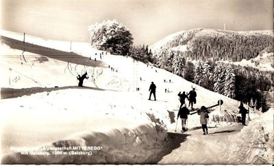 Ansicht zur der 'Skiwiese' mit dem Gaisberg im Hintergrund