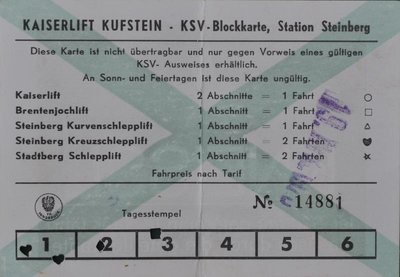 Kaiserlift Kufstein KSV-Blockkarte
