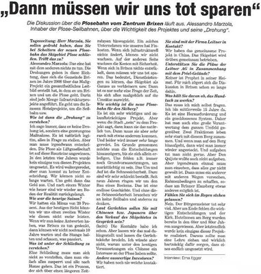 Aus der Tageszeitung vergangene Woche.