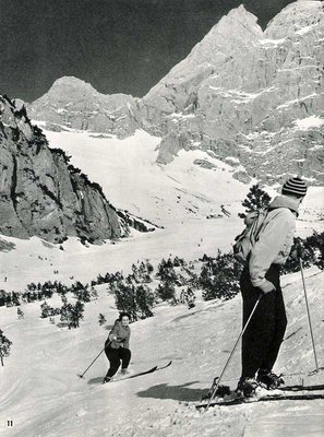 Bild Nr. 11 "Skiabfahrt von der Stütze IV der Tiroler Zugspitzbahn durch das Gamskar"