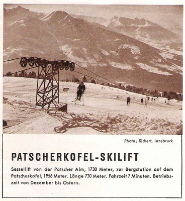ESL Patscherkofel aus Werbe-Prospekt von 1957, Foto Adolf Sickert