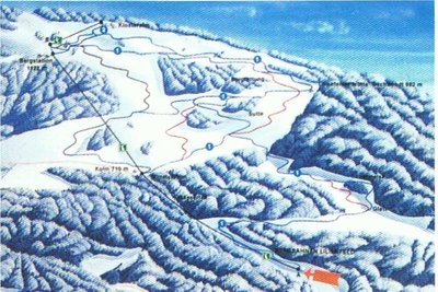 Abschließend noch der sehr kleine Pistenplan aus dem Voralpenprospekt, aus der Zeit, als bereits drei Schlepplifte abgebaut waren.