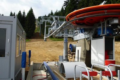 Antrieb und Blick auf die Strecke