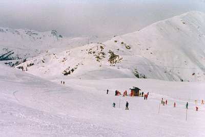 1977 Knopflift und die nigelagelneue DM DSB Nordhang. Im Hintergrund die Stützen der Magnesitkübelbahn