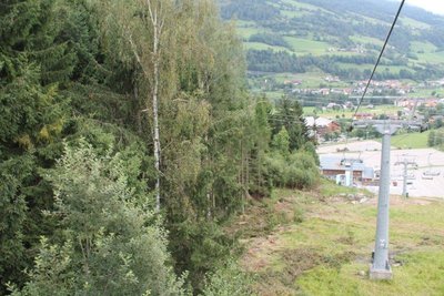Hier dürfte der Baum auf die Trasse gefallen sein ( Seileingleisung )