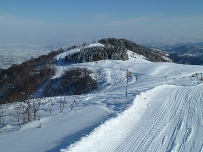 Pisten vom linken SL zum steilen SL unterhalb des Korblifts (links im Bild) und mit etwas schieben zum flachen SL (Bildmitte durch den Wald). Andersrum gibt es keine Pisten.