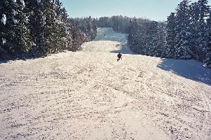 Blick nach oben. Wird Zeit das hier die schon mehrmals versprochene Beschneiungsanlage kommt, ein Lift der erst am 5. Februar in Betrieb geht hat wenig Sinn ...