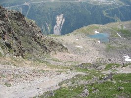 Steilhang von oben. Sehr unangenehm zum Bergabgehen.