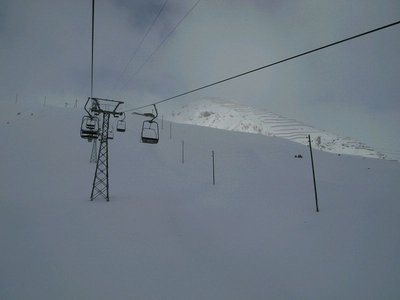 anfangs nur die DSB offen, der Skilift noch wegen Sturm zu