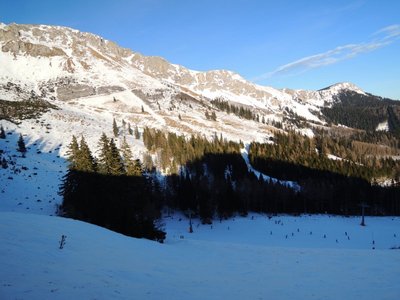 Blick vom Sonnkogel Richtung Brunnalmlift - so wenig Naturschnee wie schon lange nicht mehr! :(