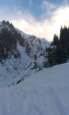 Nahaufnahme der Steilrinne