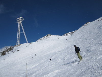 Abfahrtsvariante neben der Piste "Combes", im Hintergrund die 60-ATW Grands Montets