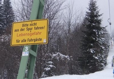 Lebensgefahr beim Schlepplift fahren