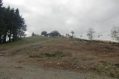 Rodung unterhalb der alten und neuen Bergstation links neben dem aktuellen Lift