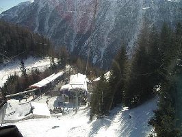 Mittelstationsbereich Rossbach: v.l.n.r. Talstation Tunnelbahn Fleissalm, Talstation Schareckbahn, Bergstation Rossbach EUB