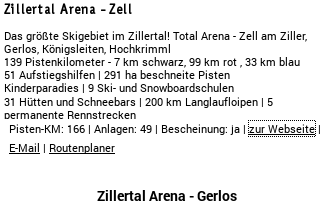 Angaben zur Zillertalarena auf der TSC-Webseite am 9. November 2013